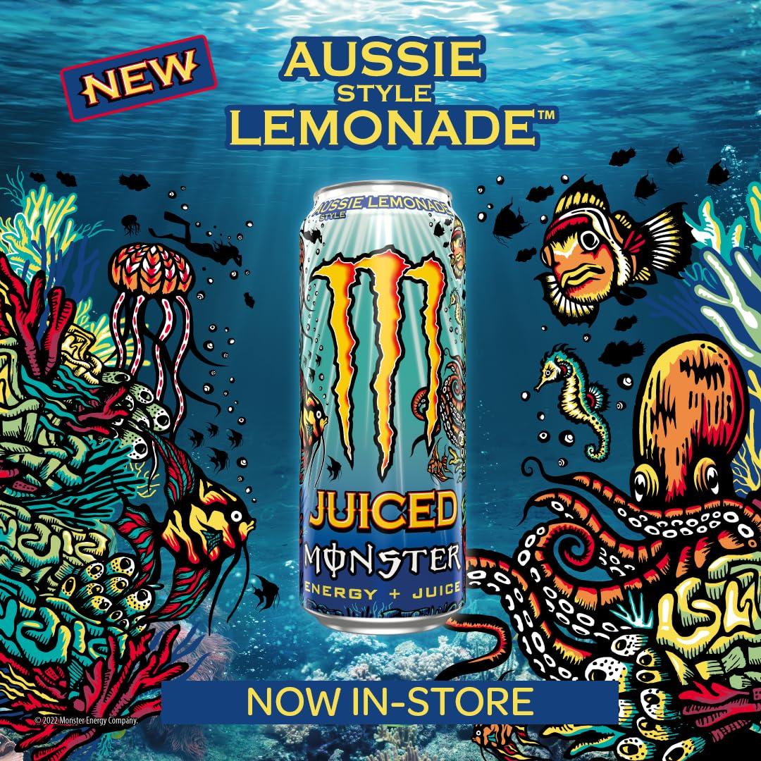 Monster Energy Monster Energy Juiced Aussie Style Lemonade - Caffeinated Energy Drink With A Refreshing Citrus Taste 500ml (Pack Of 12)