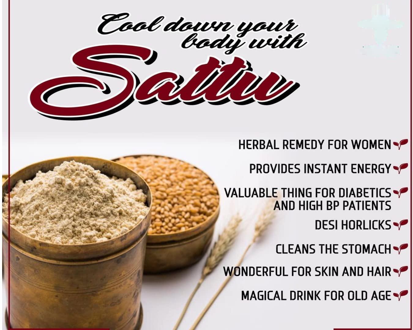 GHOTARAM GFP Desi Sattu Sattu Drink Powder/Organics Sattu Powder|Gluten Free Roasted Black Chana Flour/Natural Chana Sattu Atta with High Fiber|Healthy Roasted Chickpeas Flour-1440g(pac 6x 240g)