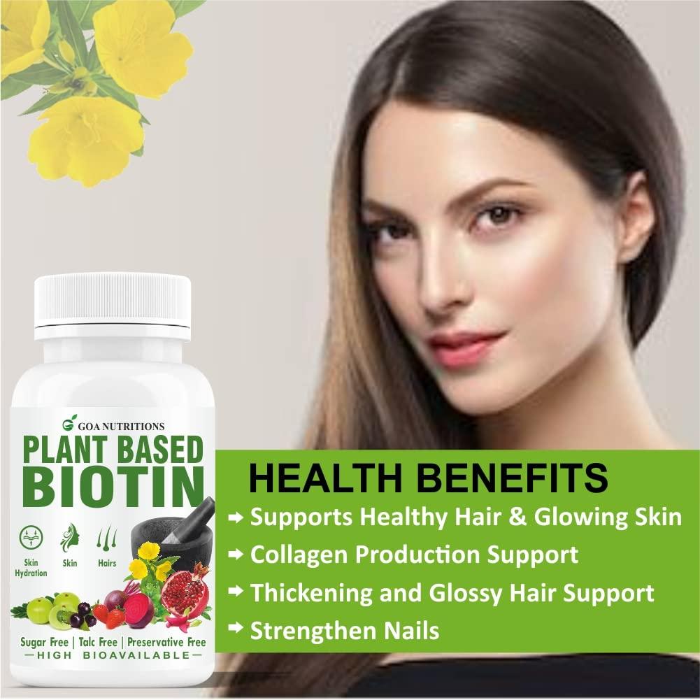 GOA NUTRITIONS GOA NUTRITIONS Biotin Tablets For Hair Growth With Vitamins E, C Plus 10000mcg Sesbania Supplements Advanced DHT Blocker Dandruff, Hair fall Control Supplement For Men & Women-60 Tablet (Pack 1)