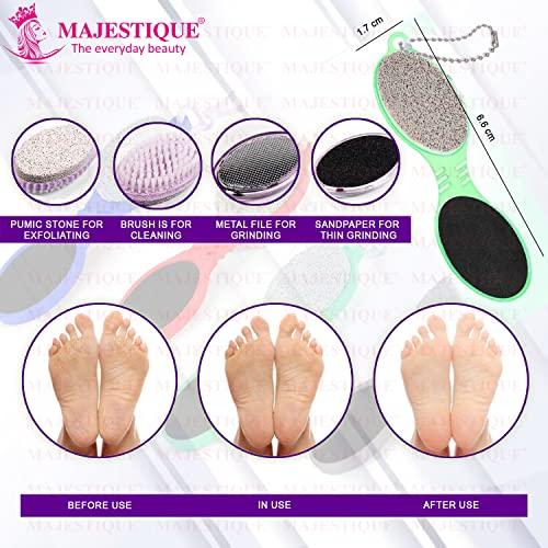 MAJESTIQUE Majestique 4 in 1 Function Hard Skin Remover for Leg Scrubber | Foot Brush for Dead Skin Cleaning Pumice Stone for Feet | Foot Stone Pedicure Tools for Women and Men