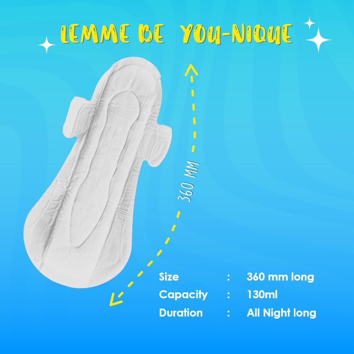 Lemme Be Lemme Be Xxl Heavy Flow Maternity Pads After Delivery For Women| 100% Organic Cotton | Oxo Biodegradable | Rash Free, Ultra Soft, Period Sanitary Napkins | Pads With Wings For Postpartum | 7 Count (XXL, Pack Of 2)