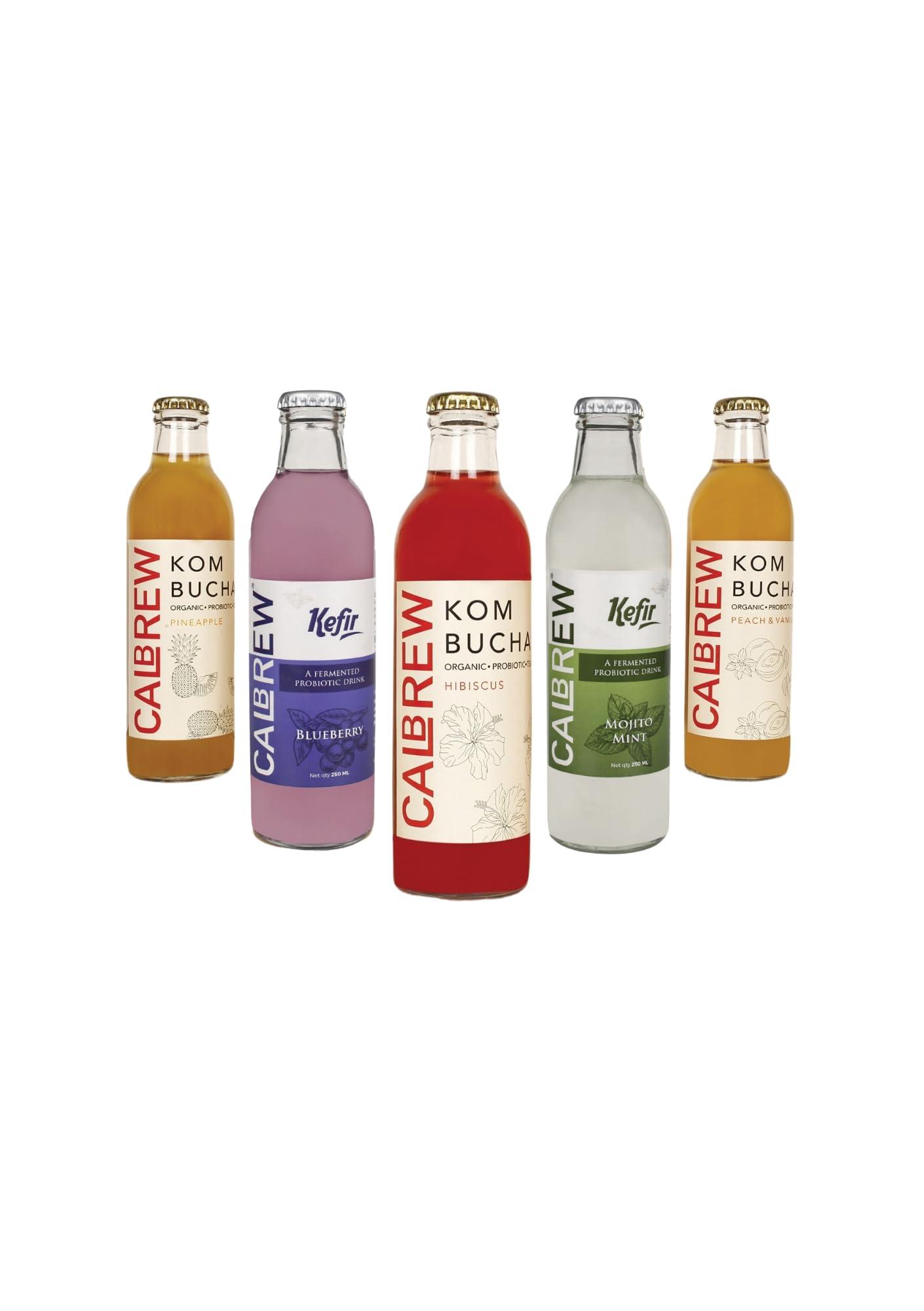 CALBREW CALBREW \"Kombucha + Kefir Combo Pack - Probiotic Rich Tea Fusion | Raw and Unfiltered | Gut-Friendly and Energizing\" |6-Pack Assorted Flavors ||250ml|