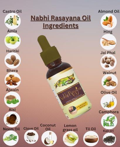 HERBAL ENGINE nabhi Rasayana 30ml Navel Drops Boosts Blood Circulation, Belly Button Oil Removes Blockage in Blood Vessels and for overall functioning of Body
