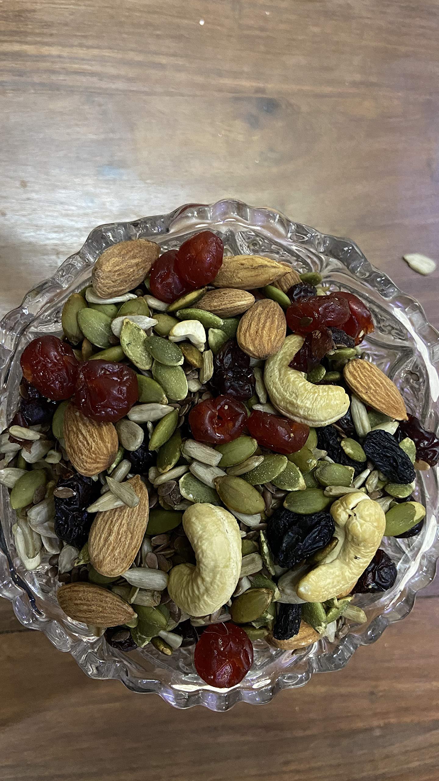 NUTMART NUTMART Premium Trail Mix || Energy Mix || Immunity Booster || Breakfast Mixture || Almonds,Cashews,Pumpkin Seeds,Sunflower Seeds,Flax Seeds,Cranberries,RED Berry || 1 KG