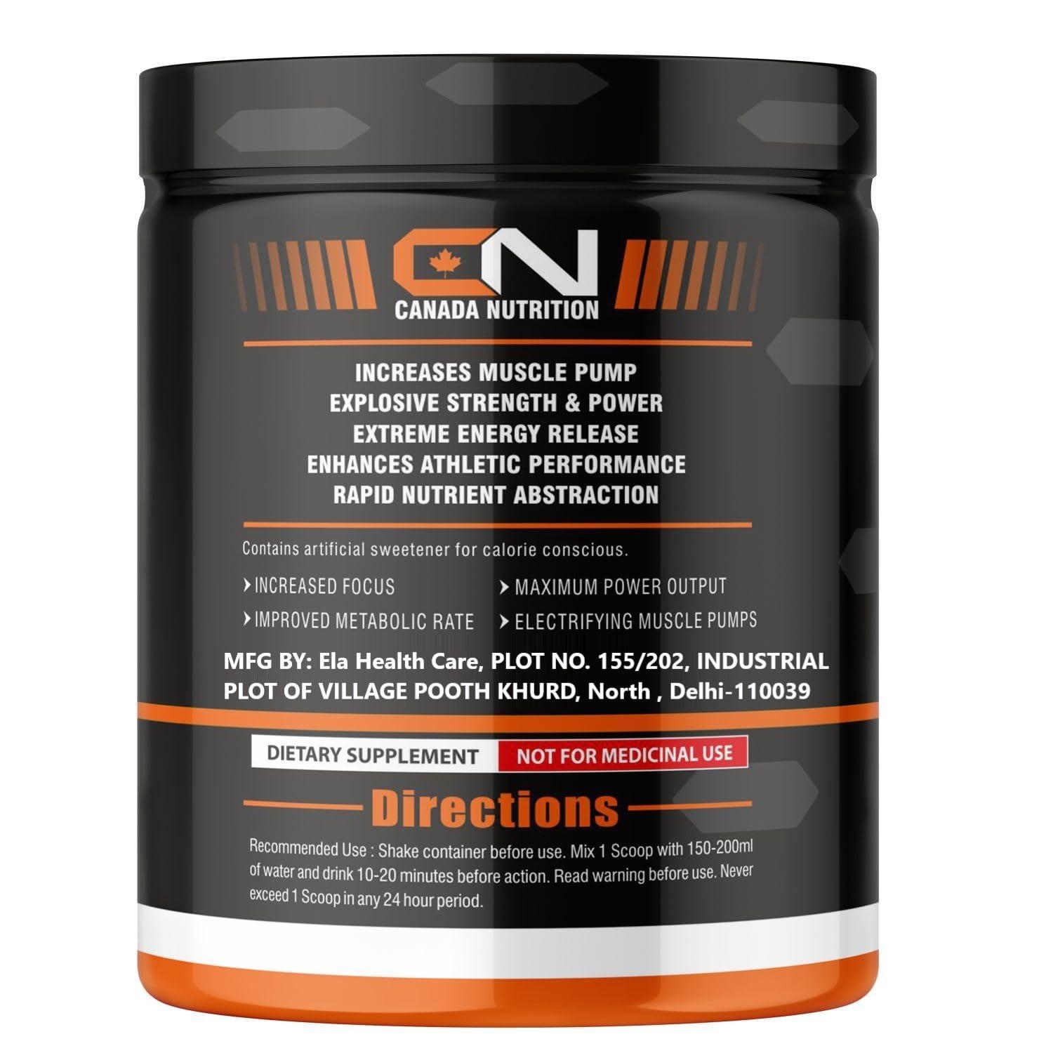Canada Nutrition Canada Nutrition Hardcore Pre-Workout Gym Supplement with B-Alanine, Creatine, Explosive Muscle Pump, Boost Energy, Performance/Body Building - For Men & Women [30 Serv, Mojito] Free Gallon Shaker