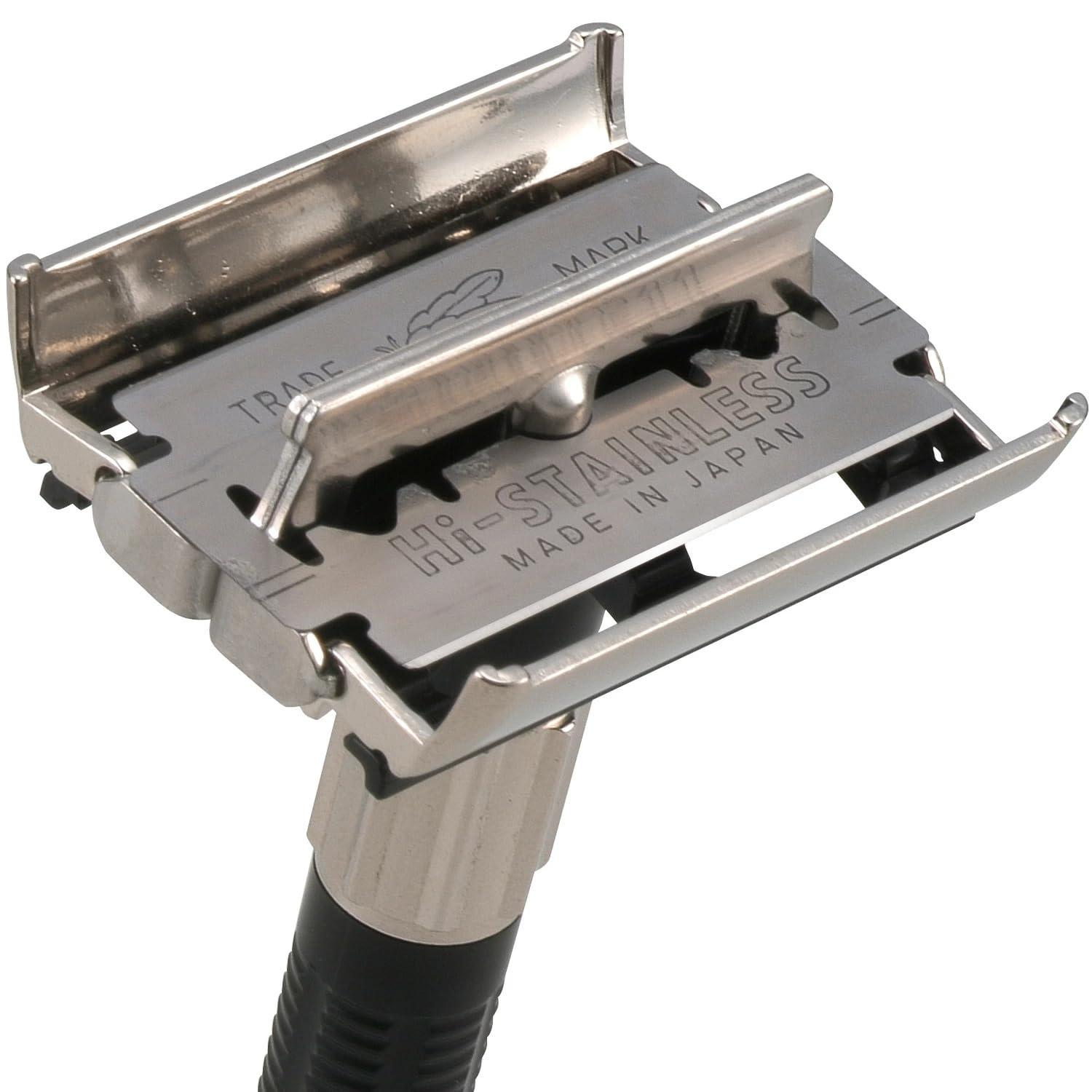 Feather Brand Original Japanese Packing Feather POPULAR Double Edge Safety Razor with 2 Feather Blades- Made In Japan