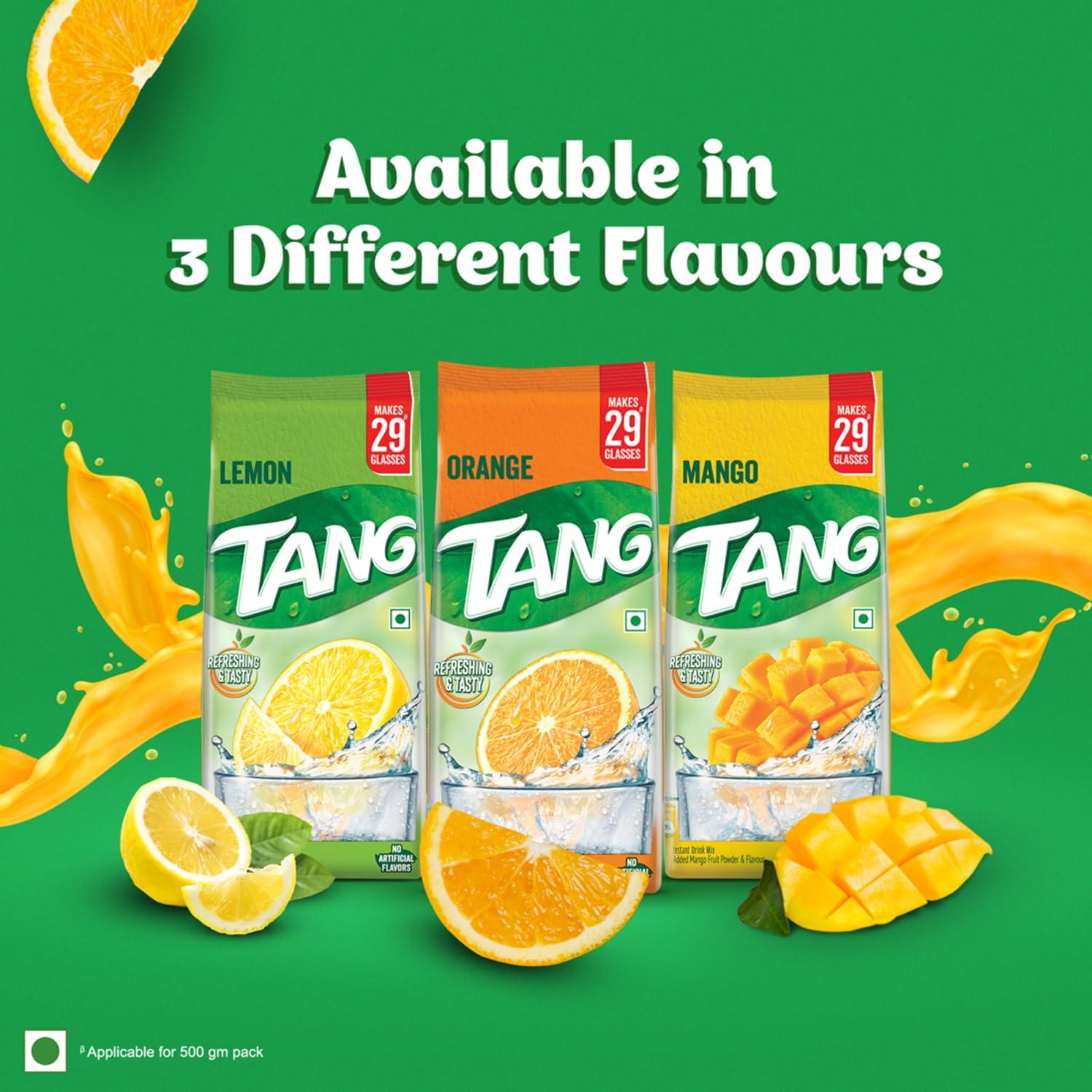 Tang Tang Instant Drink Mix - Orange, 500 g - Pack of 2 with 4 Popsicle moulds