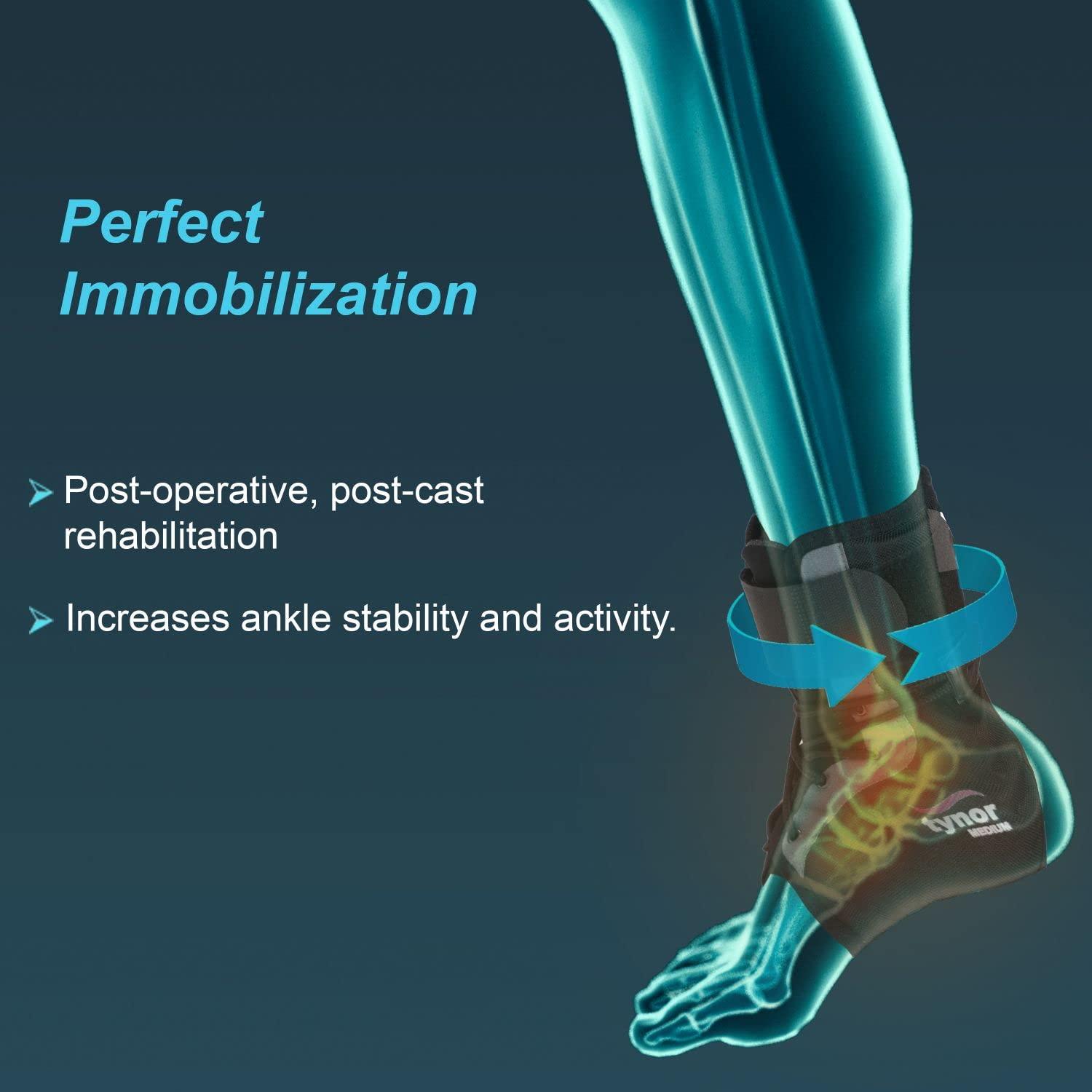 TYNOR TYNOR Ankle Brace, Black, Medium, 1 Unit Unisex Cast Shoe Rocker Sole, Grey, Large, 1 Unit