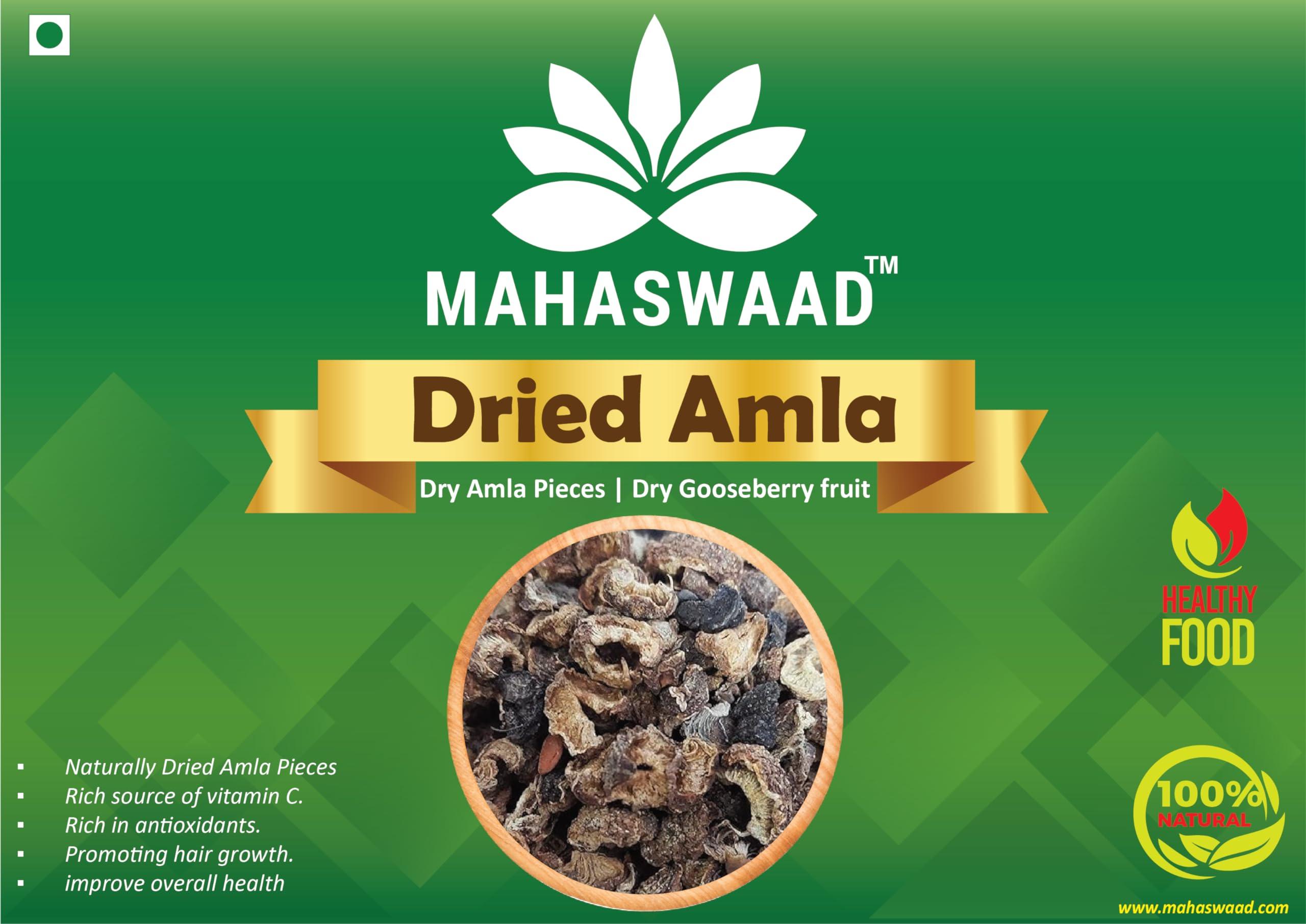 MAHASWAAD Mahaswaad Dried Amla Fruit Pieces | Sukha Awla | Aavla Sabut | Dry Gooseberry fruit | Phyllanthus Emblica - Indian Gooseberry | For Eating. (250 gram)