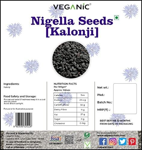 Veganic Veganic Kalonji Seeds | Nigella Seeds | Black Cumin Seeds For Hair Growth (250 GMs)
