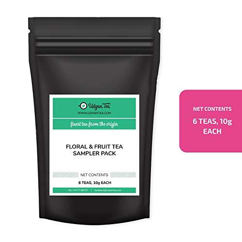 Udyan Tea Udyan Tea Floral And Fruit Green Tea Sampler - 60g | 6 Varieties - 10g Each | Green Tea Assorted Pack | 100% Natural Loose Leaf Tea Samples