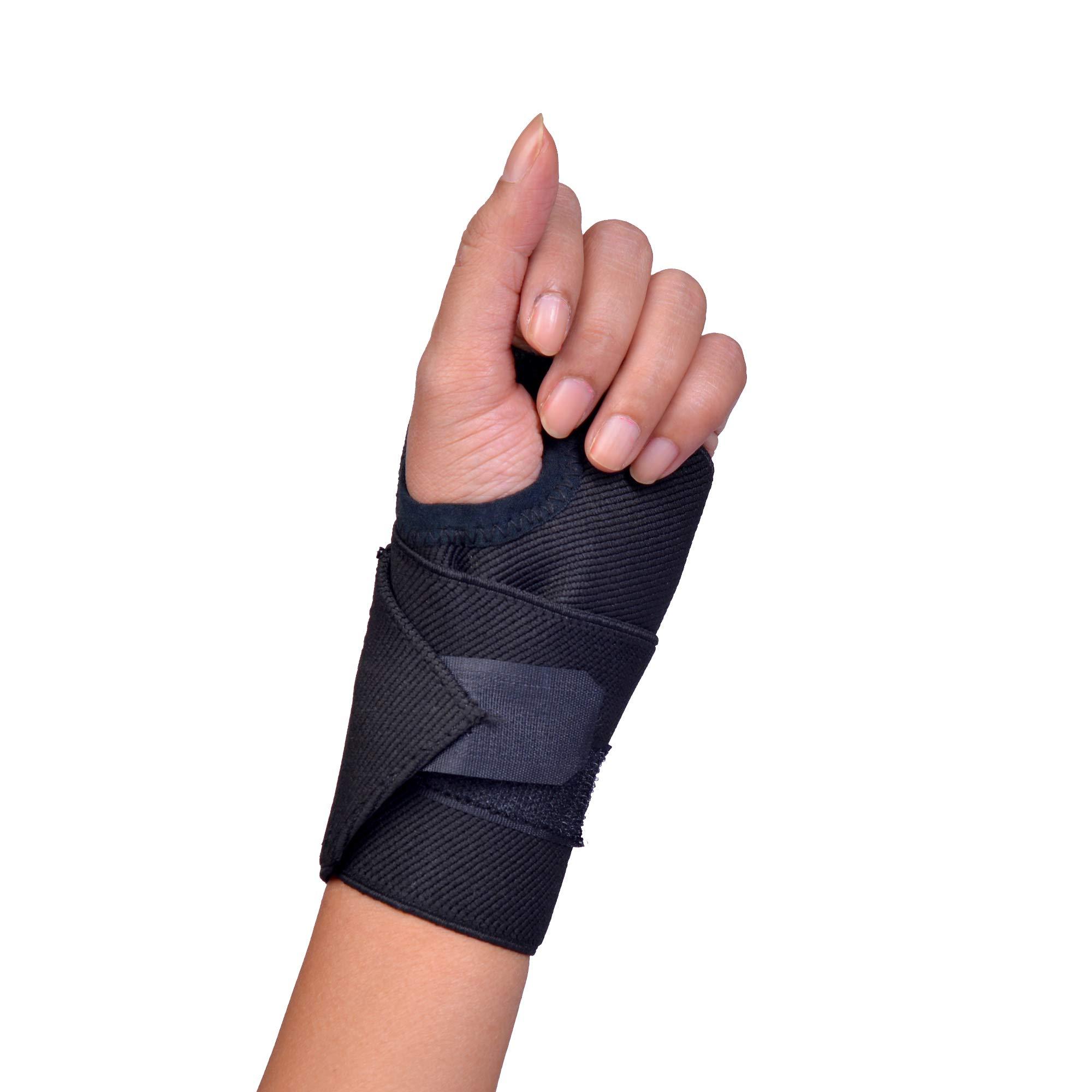 Orthtex Orthtex Wrist Band/Wrist Support with Thumb Support for Gym, Cricket, Running and Sports Activities [Black,1Pcs]