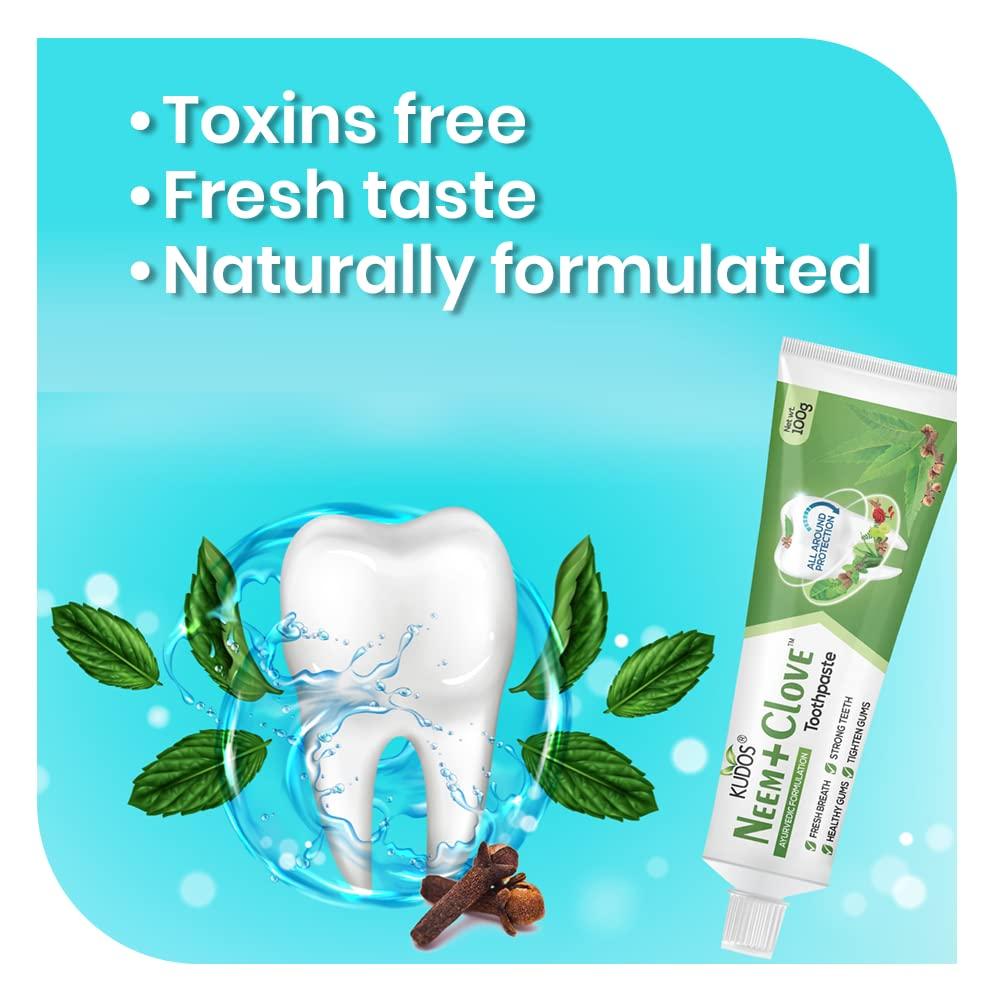 KUDOS Kudos Ayureveda Neem Clove Toothpaste I Prevents Cavities,Bad Breath,Tooth Decay I Help Fights Germ,Anti Bacterial Gumprotection Daily Use Toothpaste - 1 Count