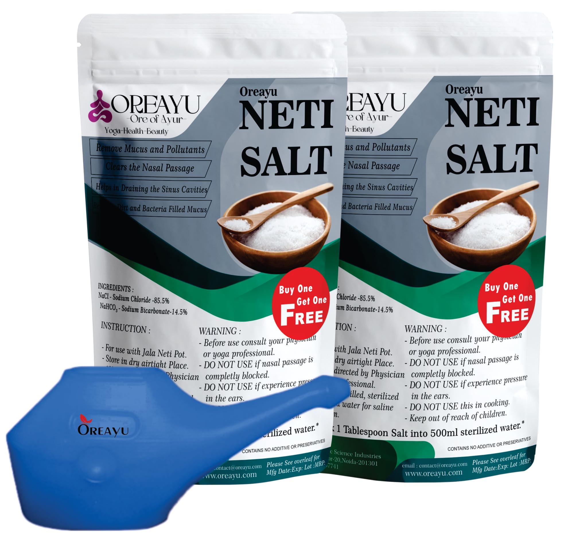 OREAYU OREAYU Neti Salt for Jal Neti with jala neti pot 450g +450g with neti pot