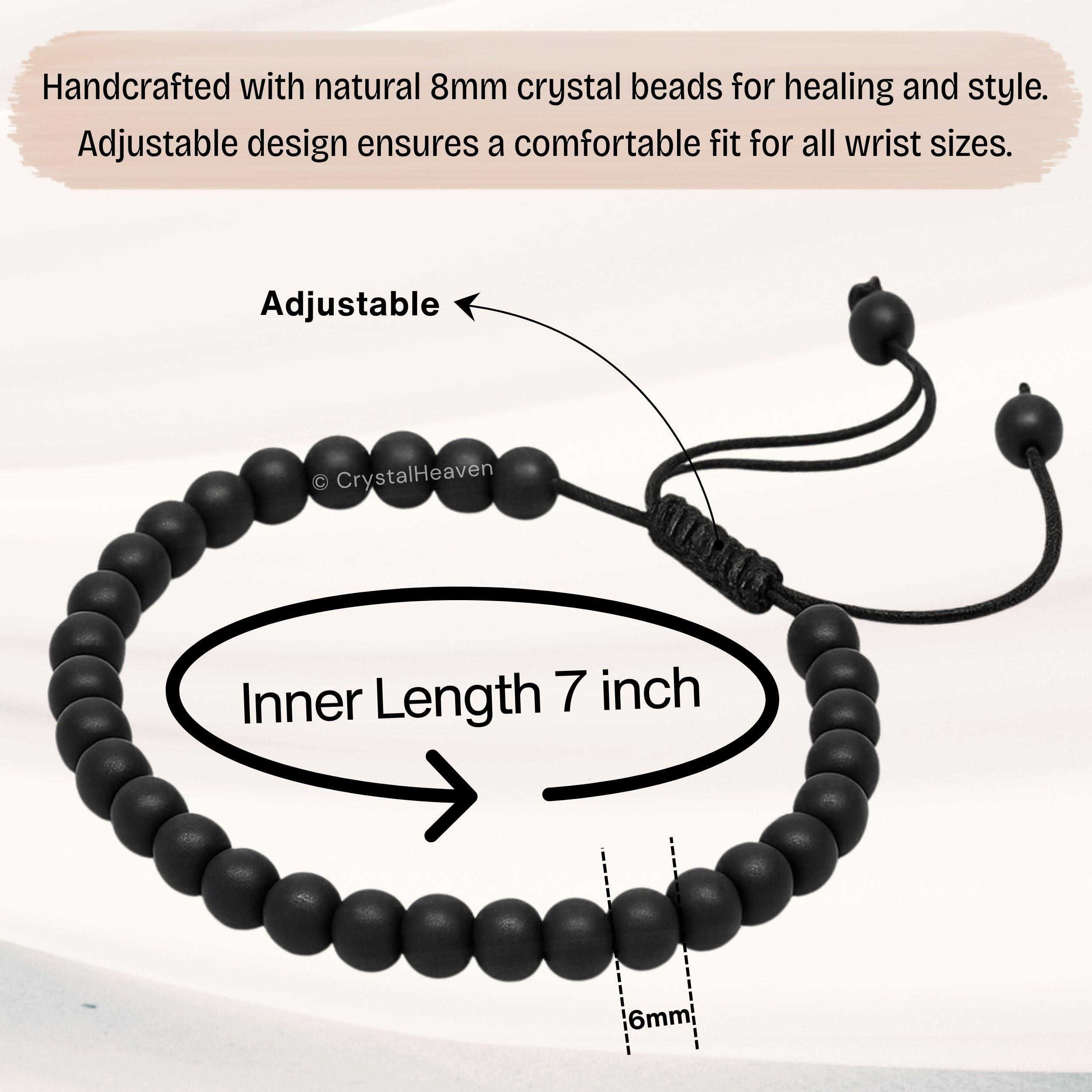Crystal Heaven Certified Karungali Bracelet Original for Men Women - Black Ebony Wood Bracelet - Original and Natural Karukali Malai for Men Women Pooja Supplies (6mm Beads, Adjustable)