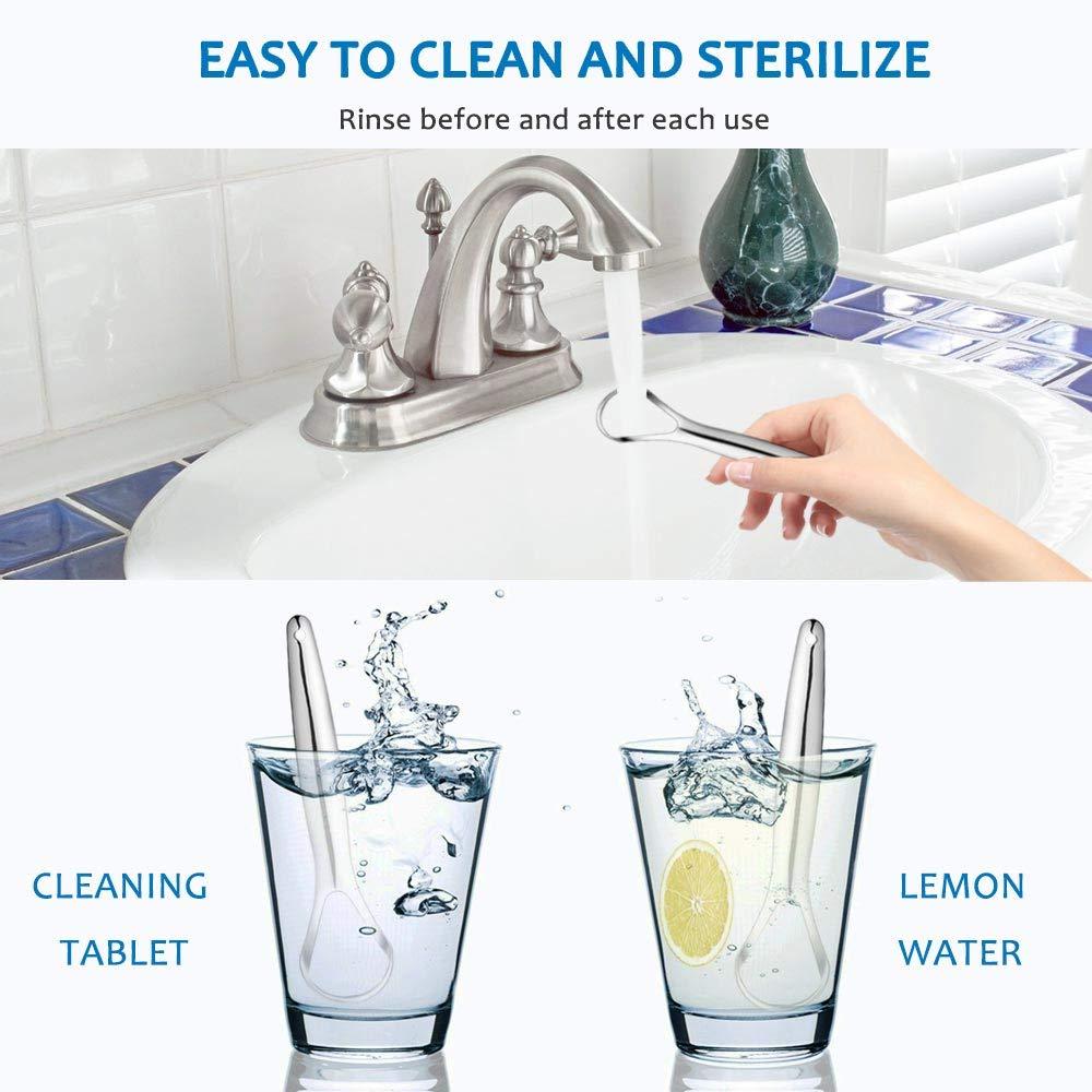 Cafhelp 2-Pack Tongue Scraper, 100% Useful Surgical Stainless Steel Tongue Cleaner for Both Adults and Kids, Professional Reduce Bad Breath Metal Tongue Scrapers, Help Your Oral Hygiene (with 2 travel cases)