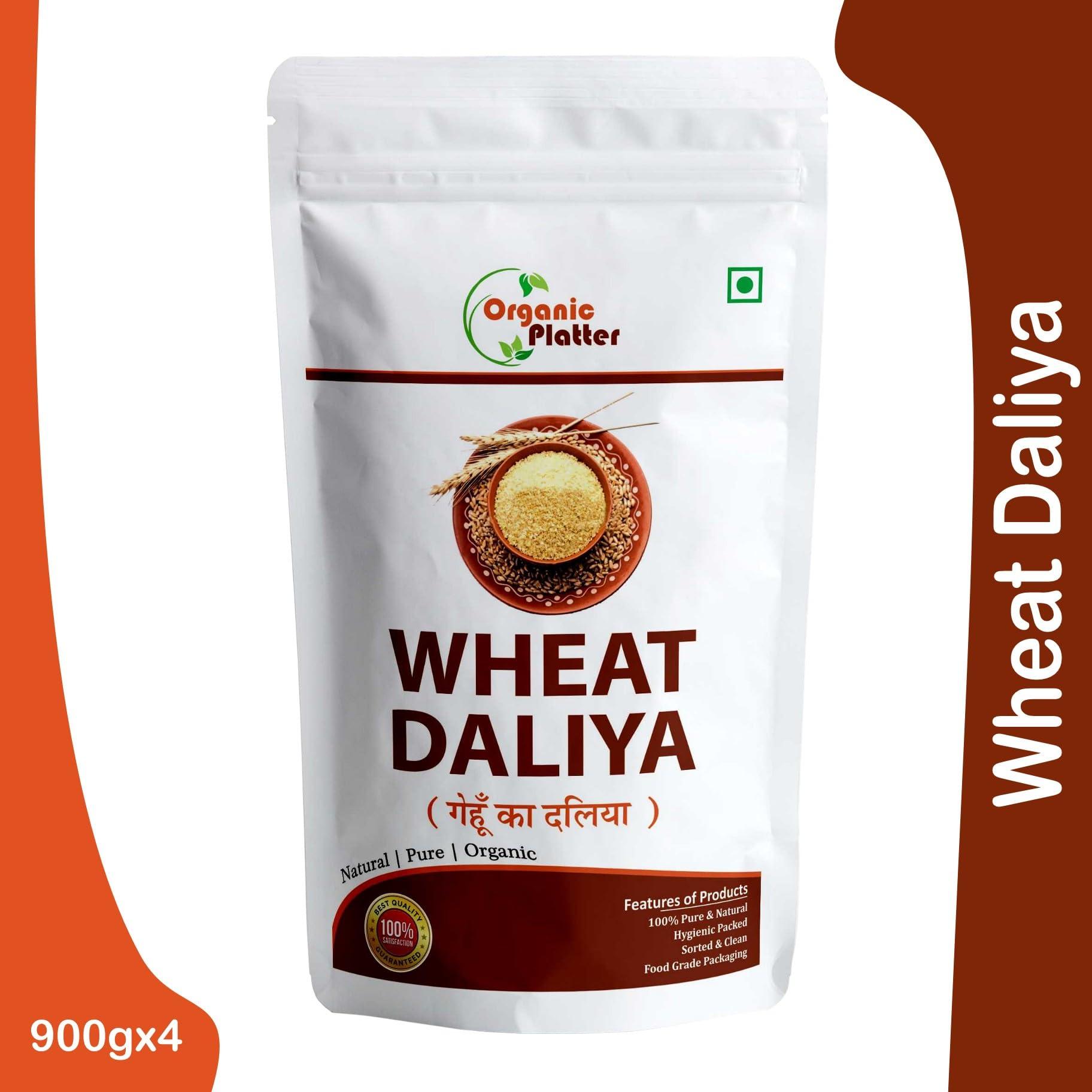 Organic Platter Wheat Daliya |Broken Wheat| Dalia| Gehu ka Daliya| Khapli Wheat Daliya| High Protein Daliya|Bulgur wheat - POUCH (1800)