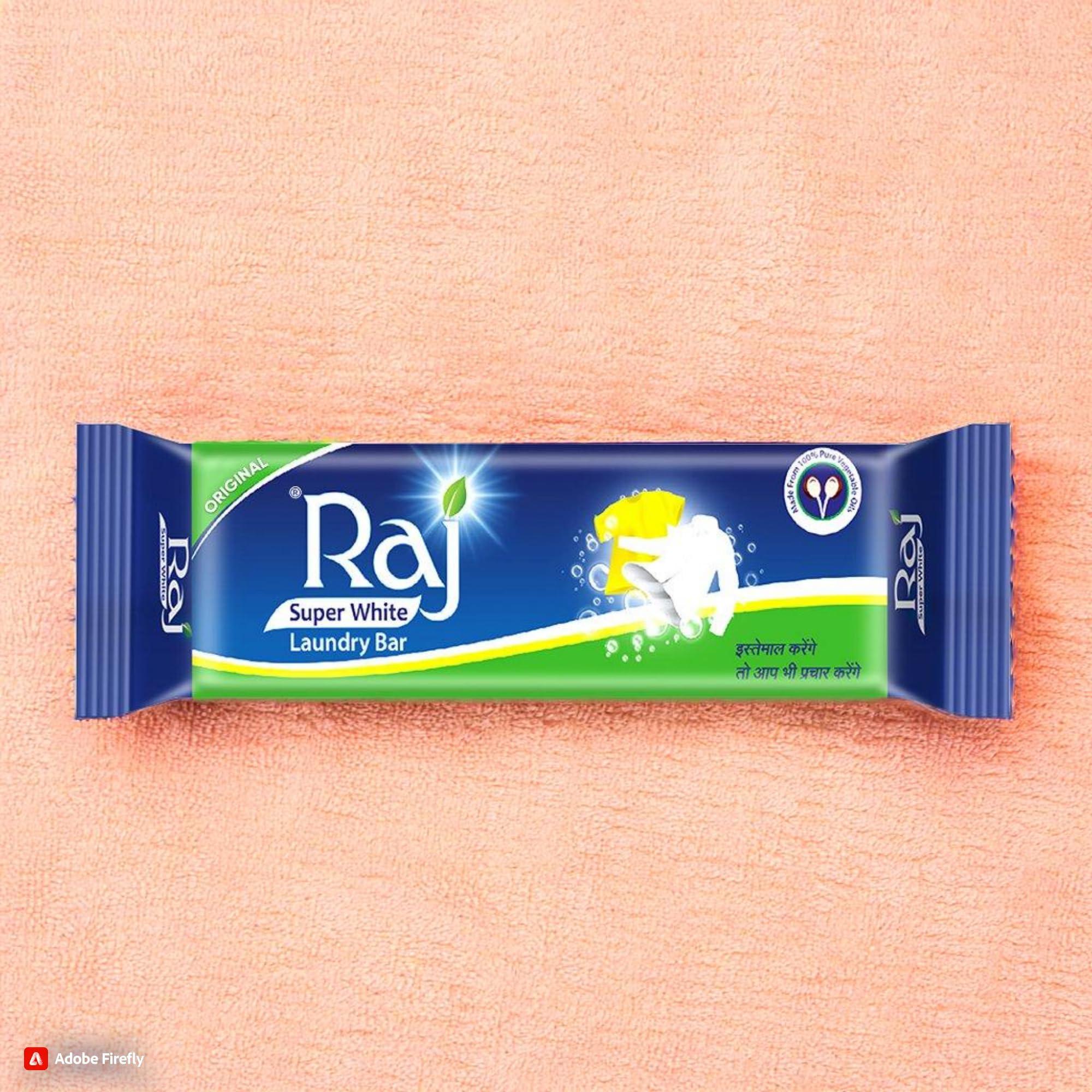 RAJ SUPER WHITE Raj Super White Laundry Soap For Clothes | Removes Tough Stains | 150gX 20 (Pack of 20pcs)