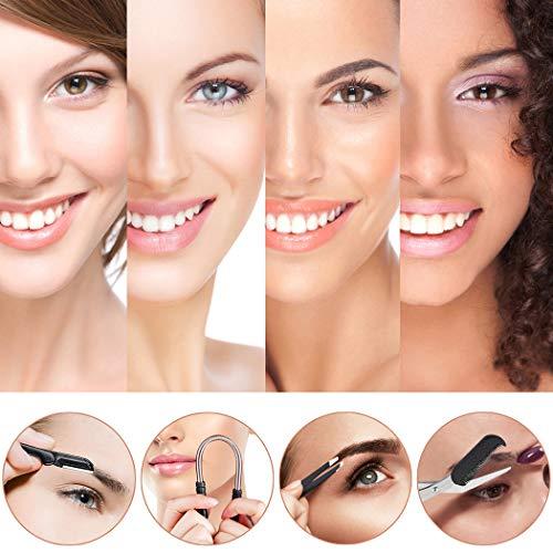 Coxeer Coxeer Black Hair Remover Spring Creative Stainless Steel Threading Tool with 5 Eyebrow Tools for Women Girls