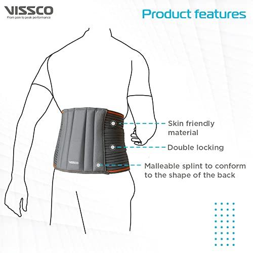 Vissco Vissco Lumbocare (Lumbo Sacral Belt), Back Support Belt for the Spine & Relieves Pain, Lower Back Brace Support, Back Pain Relief, Can be used for Slip disc - Large (Grey)