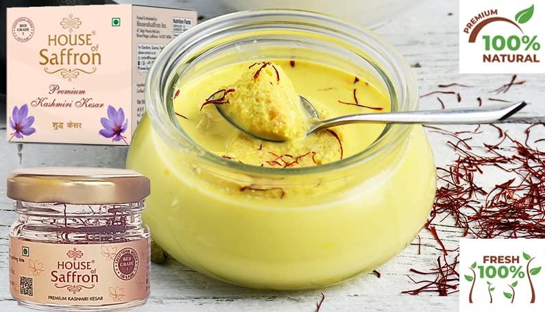 House of Saffron House of Saffron 5grams Kashmir Mogra Kesar Premium Original Saffron for Pregnant Women, Milk, Cooking, Biryani, Skin, Grade A1+++ Natural All Red Long Threads Pure Keshar - 5g