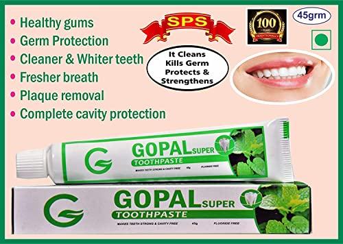 GOPAL TOOTHPOWDER Gopal Super Tooth Paste - Natural Dental Cleanser for Strong Teeth and Cavity Free - Pack of 12 Each 45gm