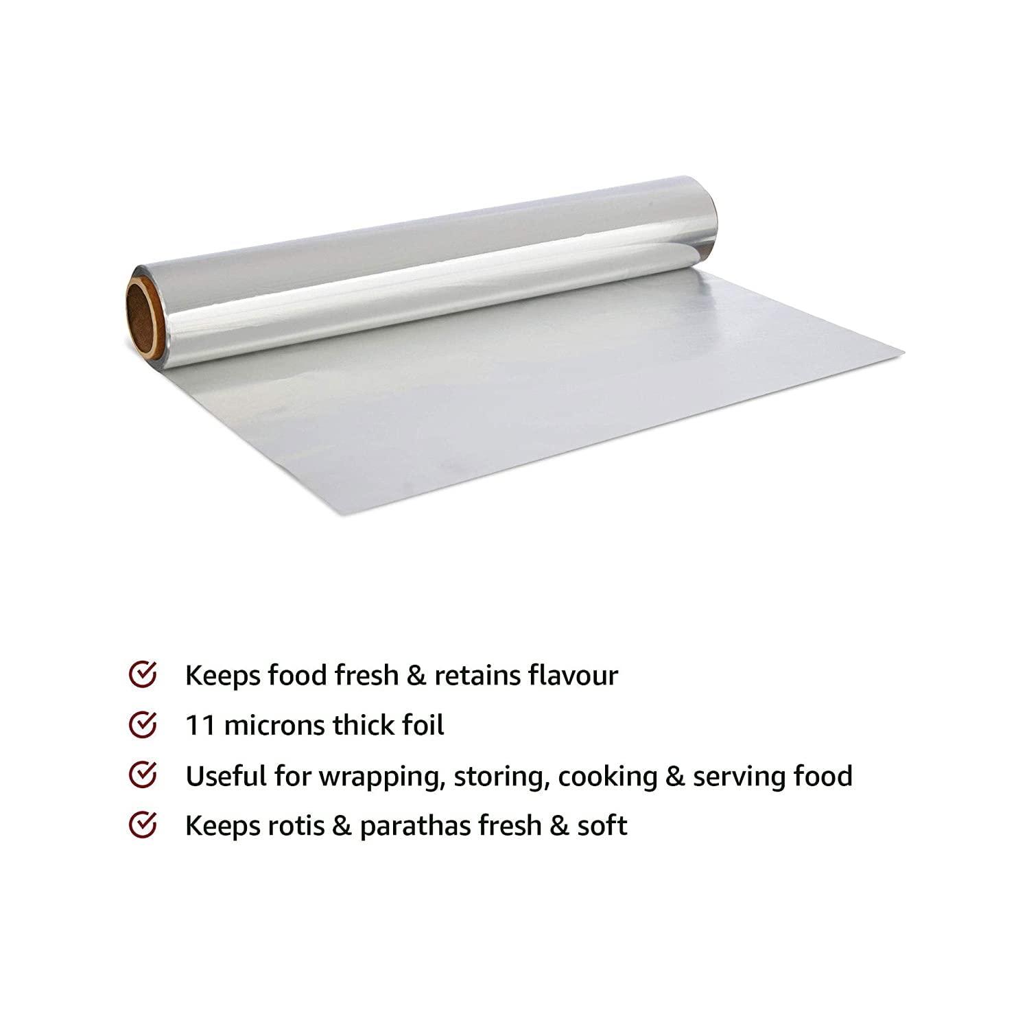 Kitchenmate Kitchenmate 25 m Aluminium Foil for Food Packing, Wrapping, Baking, Storing and Serving, Keeps Food Safe & Flavourful, Microwace Safe Foil Paper for Food Wrap Non Toxic (Pack of 1)