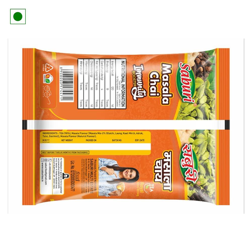 Saburi Saburi Masala Tea 500g | 100% Natural Spices - Tulsi, Adrak & Elaichi | Immunity Booster | Assam Tea | Masala Chai | Chai Patti | Chai Masala | Tea