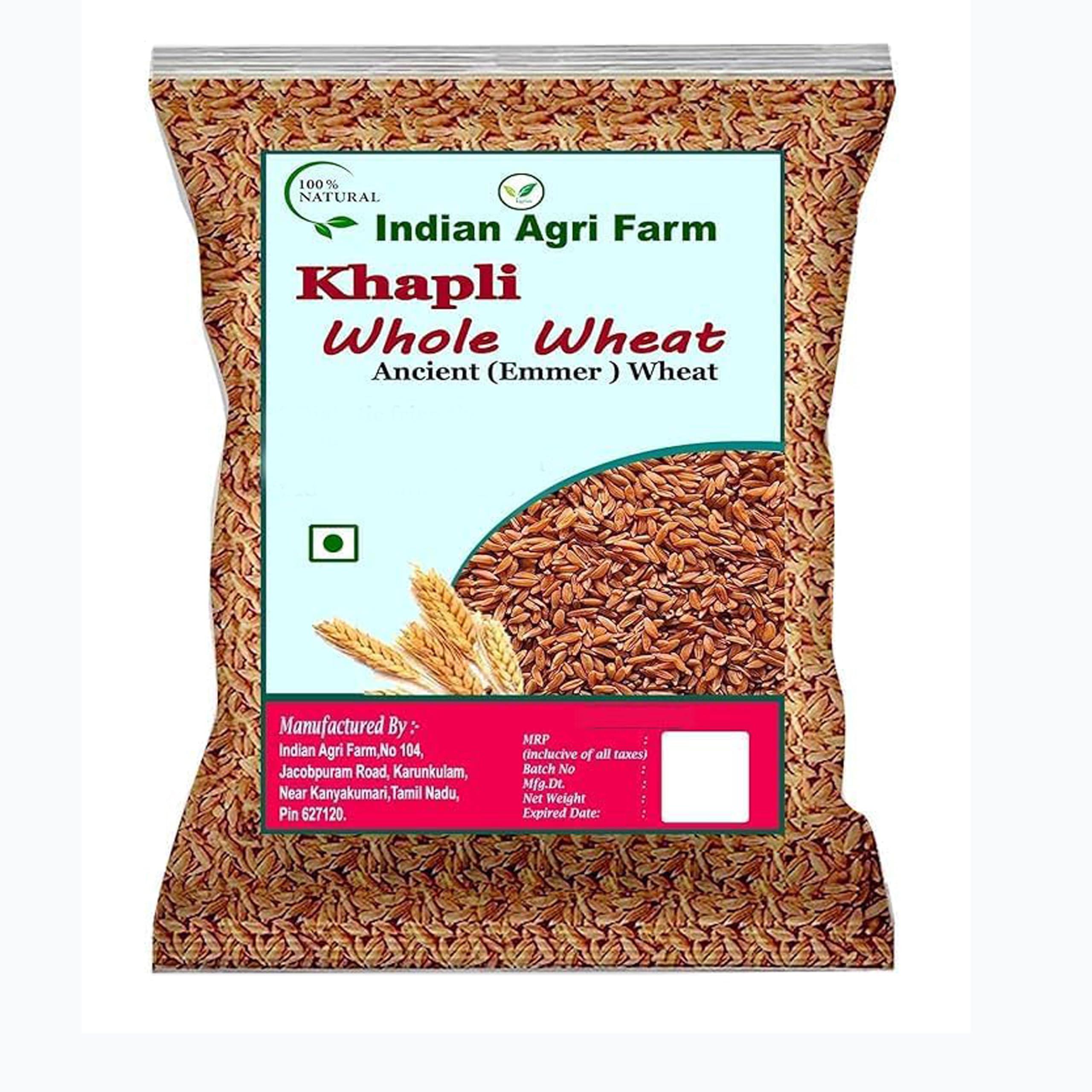IAgriFarm Iagrifarm Khapli Wheat/Emmer Wheat (Long Grain) - 1 kg - Low Gluten, Glycaemic Index (GI)