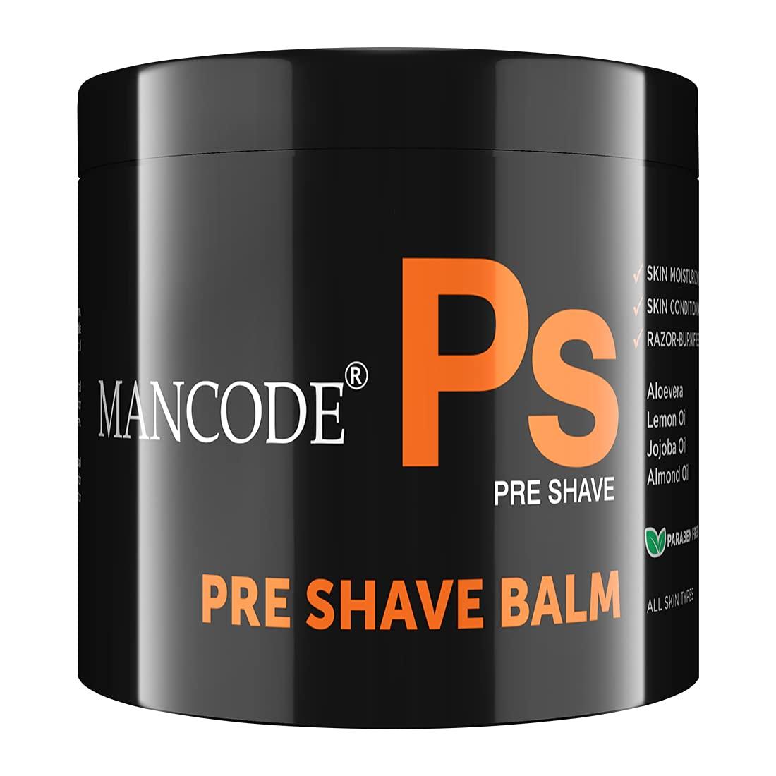 MAN CODE Mancode Pre-Shave Balm for Men | 100gm | Balm Softens your Beard | Provides Razor Glide for a Smooth Zesty Shave | Apply to Prevent Shaving Irritation and Razor Burns | Cut & Irritation Free Shave.