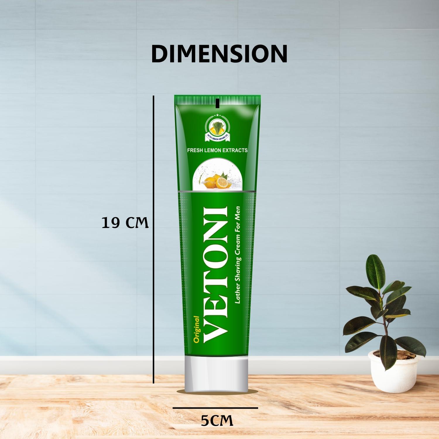 Vetoni Vetoni India Shaving Cream For Men, Tropical Lime Shaving Cream 125g With Aloevera Vitamin E and Bacti- Guard Formula, For All Skin Types, Heals, Moisturizes & Smoothens Skin (3 * 125gm)