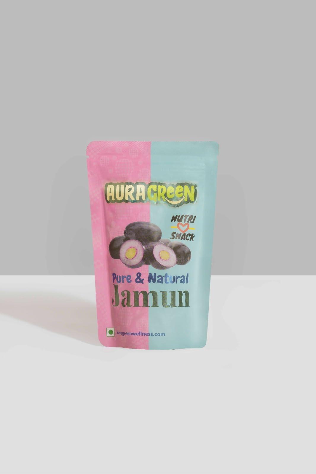 Aura Green Aura Green Freeze Dried Jamun Cubes 100% All Natural Vegan Gluten Free No Artificial Preservatives Trans Fat Free Low Calories Jamun Flavour, 15 grm each (Pack of 1)