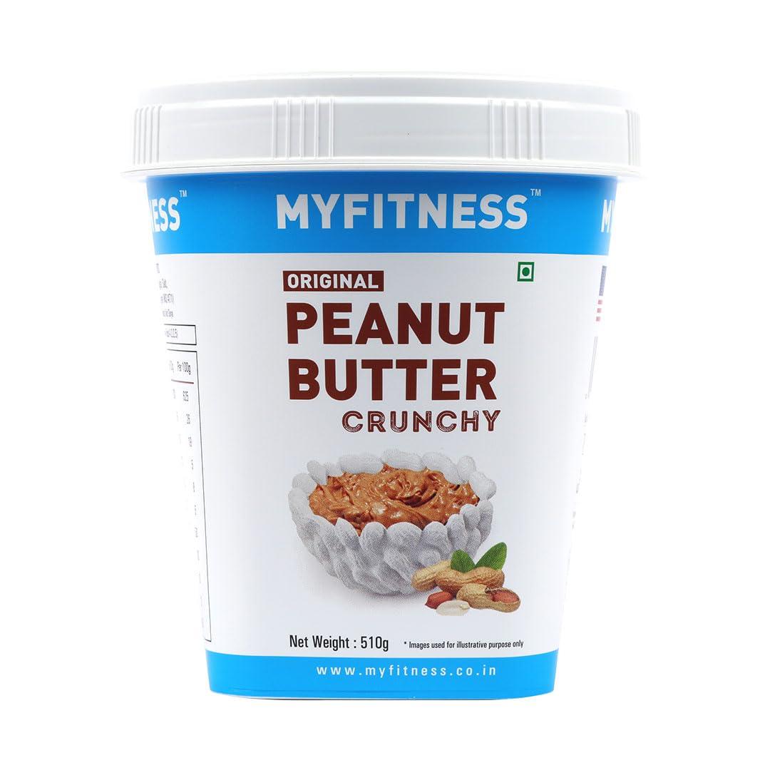 MYFITNESS MYFITNESS Original Peanut Butter Crunchy 510g | 25g Protein to Boost Energy & Happilo 100% Natural Premium California Almonds 200 g Dried