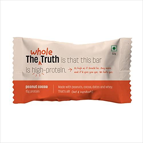 The Whole Truth The Whole Truth - Protein Bars | Peanut Cocoa | Pack of 6 x 52g each | No Added Sugar | No Preservatives | No Artificial Sweeteners | No Gluten or Soy | All Natural Ingredients