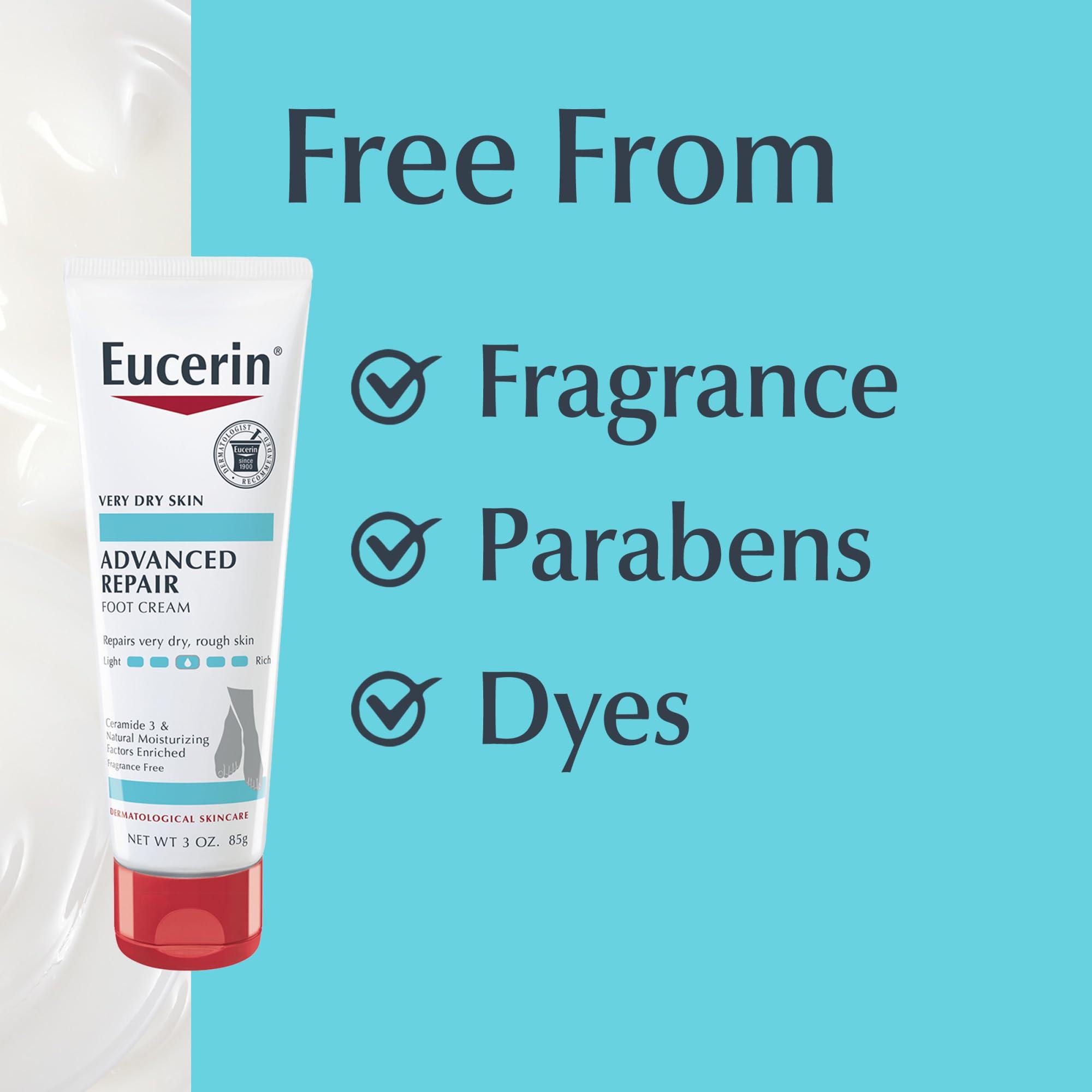 Eucerin Eucerin Advanced Repair Foot Cream - Fragrance Free, Foot Lotion for Very Dry Skin - 3 oz. Tube (Pack of 3)