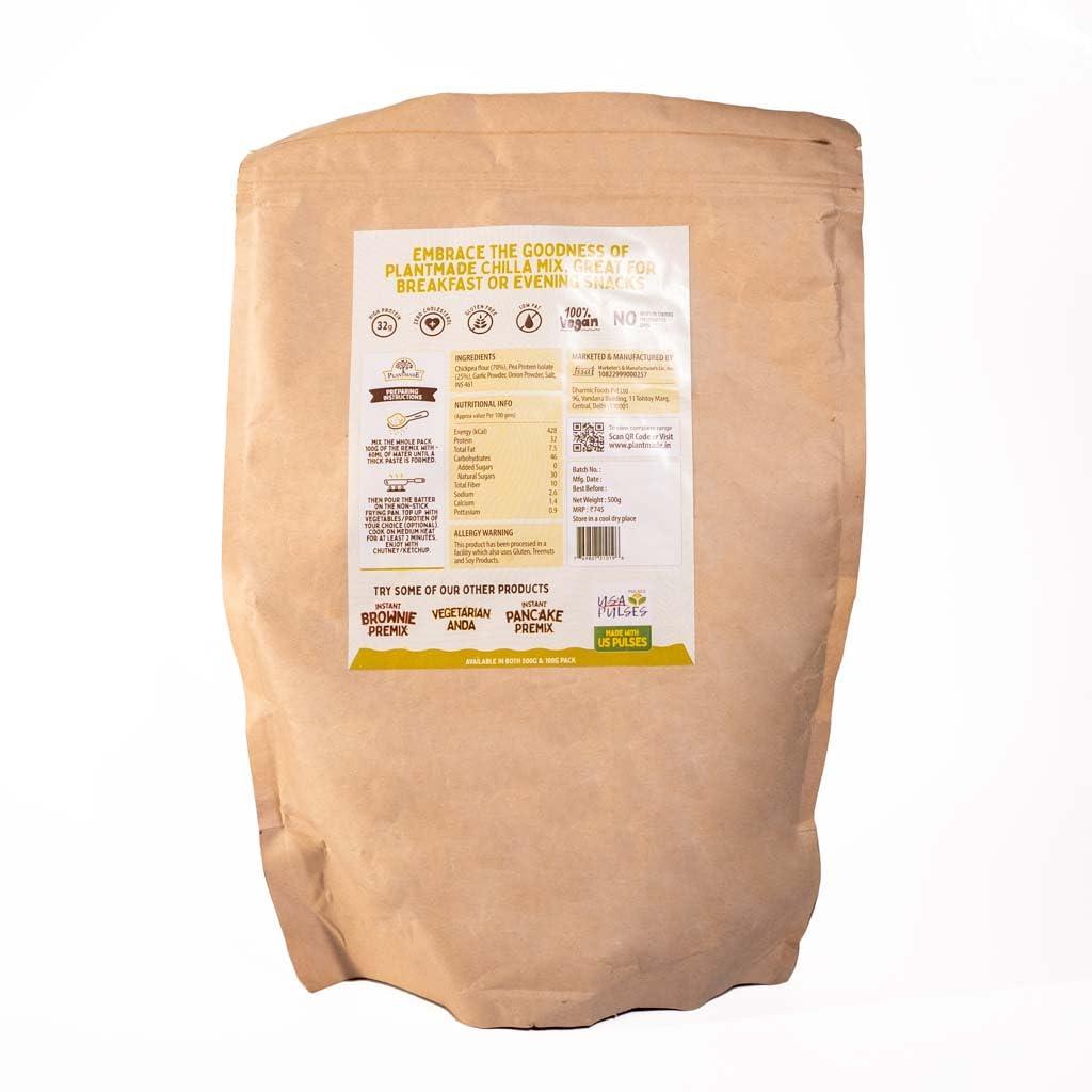 Plantmade Plantmade Instant Moong Daal Chilla Mix 500 gm | Chickpea Cheela Mix Indian Healthy Breakfast Protein Rich Easy to Make Nutritious and Delicious | Gluten-Free | Soy-Free | Healthy Breakfast