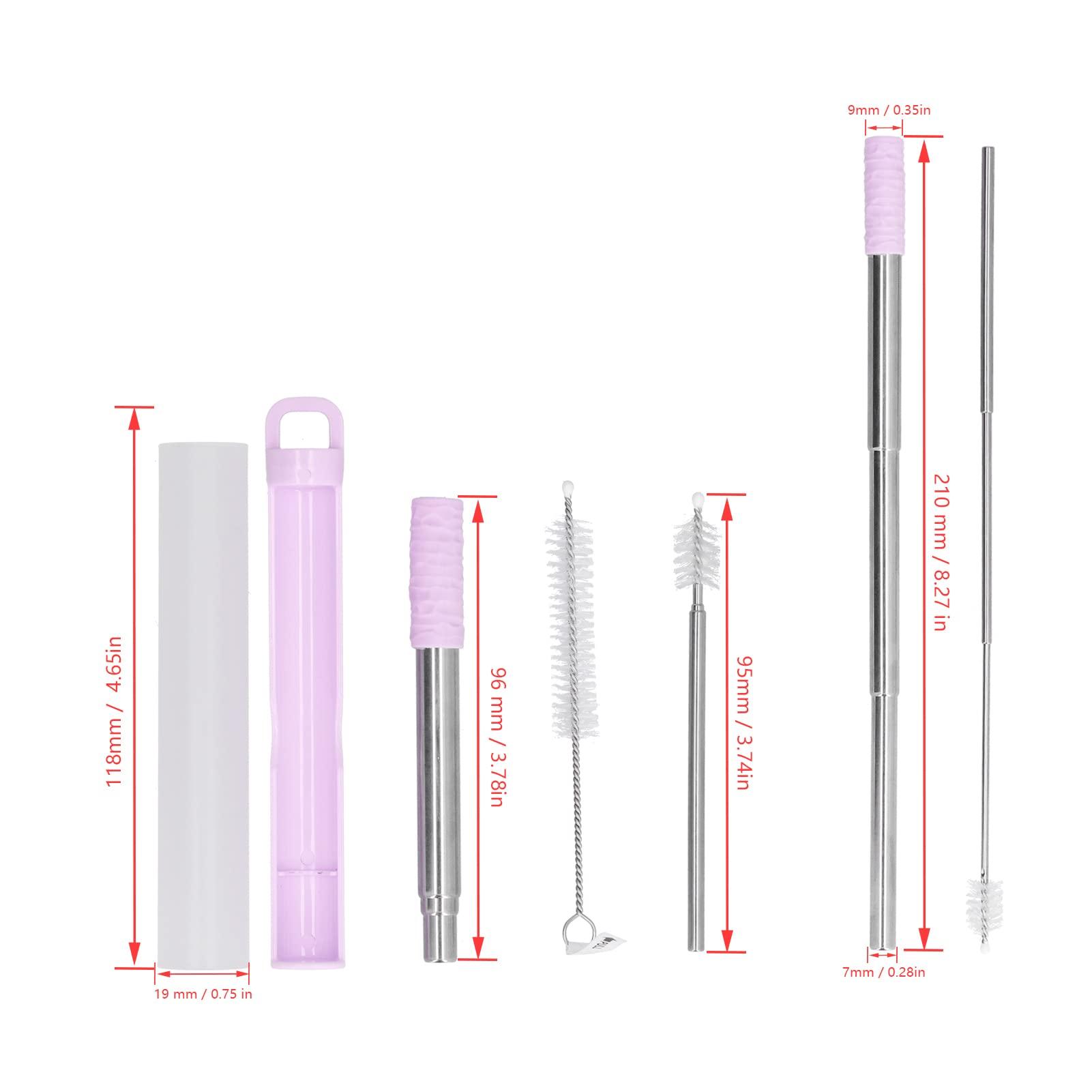 Ironctic Foldable Straw, Easy to Clean Durable Telescopic Drinking Straw with Brush for Drinks for Coffee(Lavender)