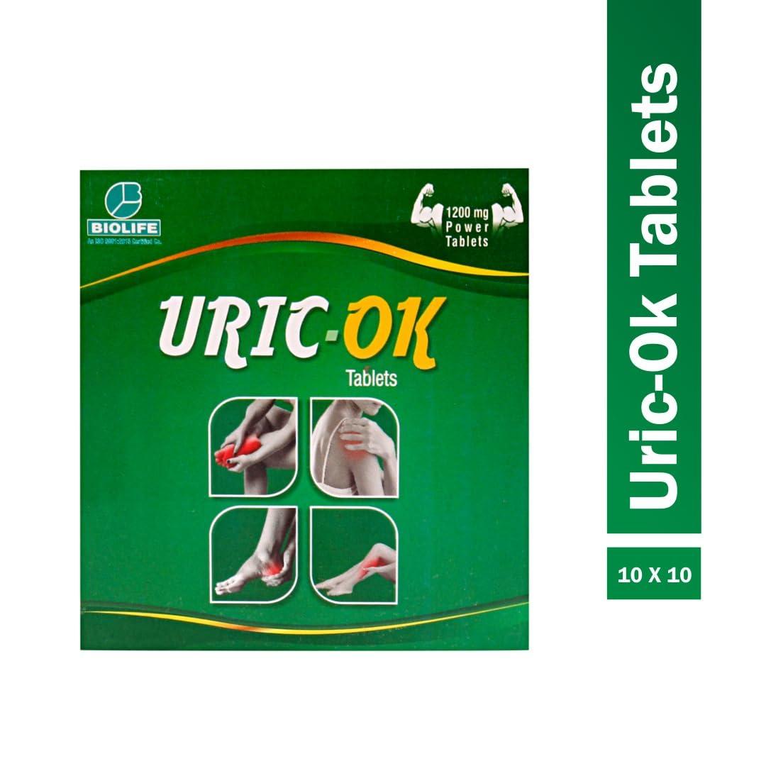 Generic Biolife Uric-Ok for Bones,Joint Pain,Inflammation & Stiffness (100 Tablets), Pack of 1