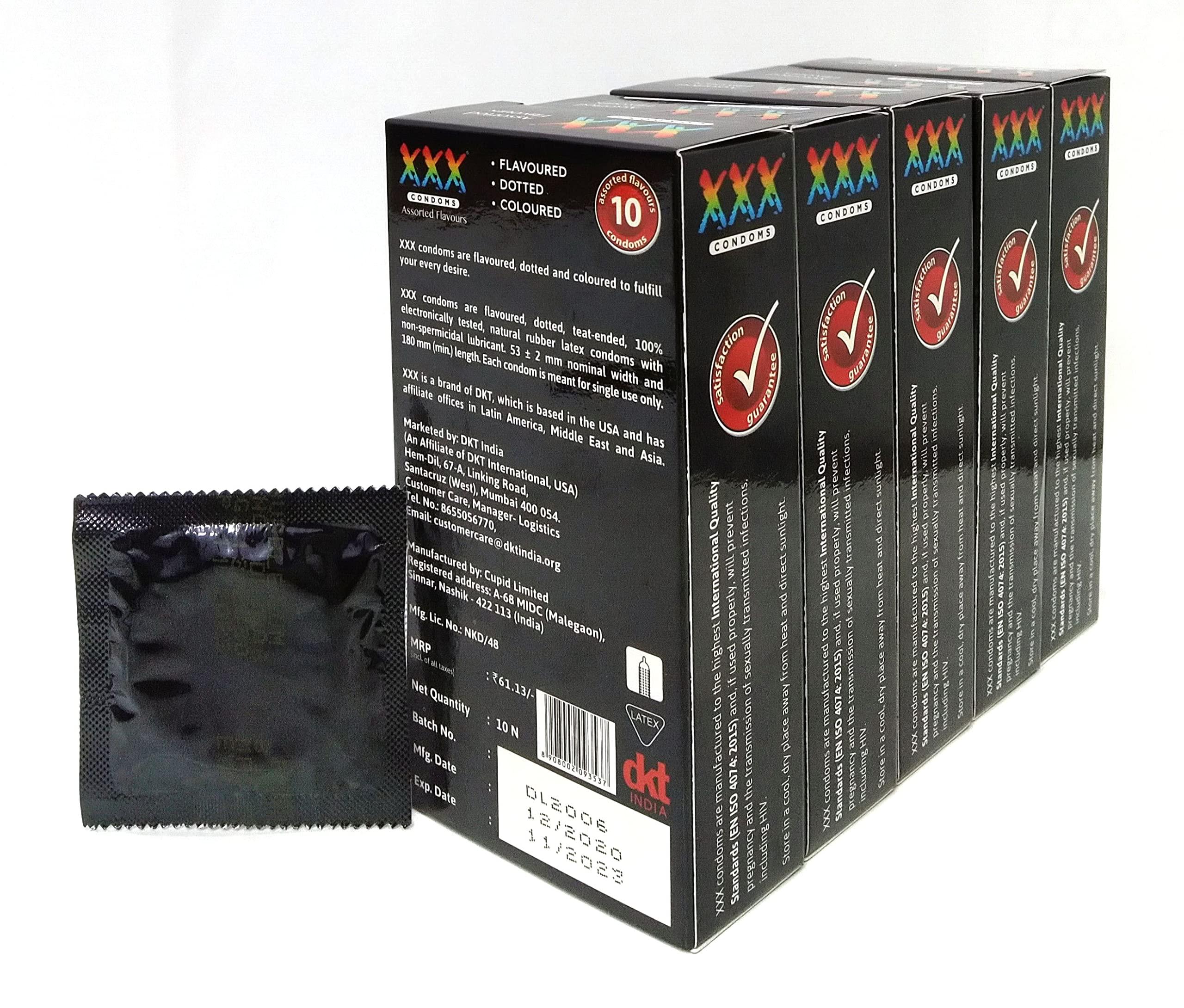 dkt dkt XXX 10S Assorted Flavored Extra Dotted Condoms for Men For Extra Stimulation and Suitable for use with Lubes and Toys Pack of 50 Condoms