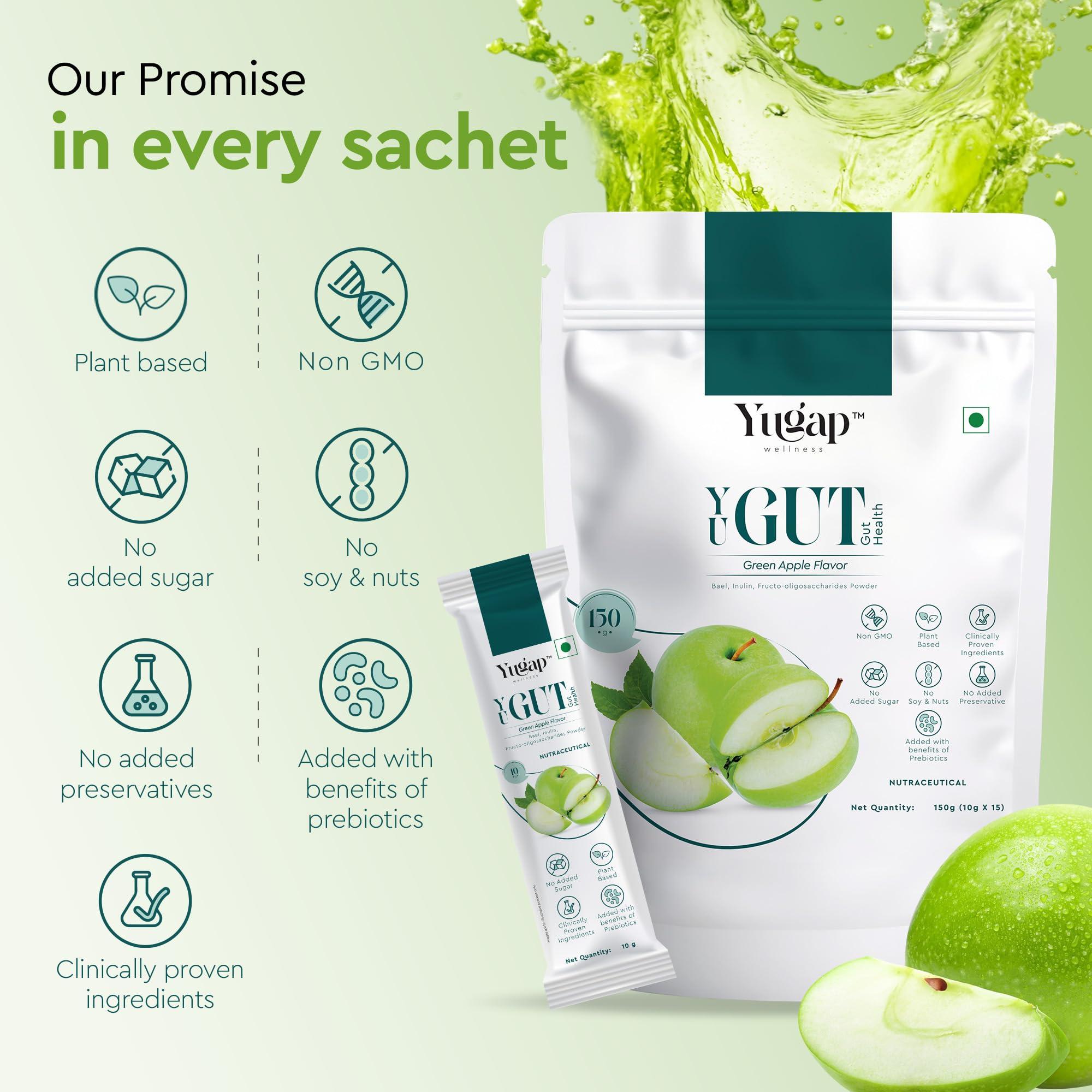 YUGAP WELLNESS Yugap Yugut Health Sachets | Bael Extract, Prebiotic Dietary Fiber | Supports Digestive Health, Regular Bowel Movements, Gut Integrity, and Immune Function (Pack of 1)