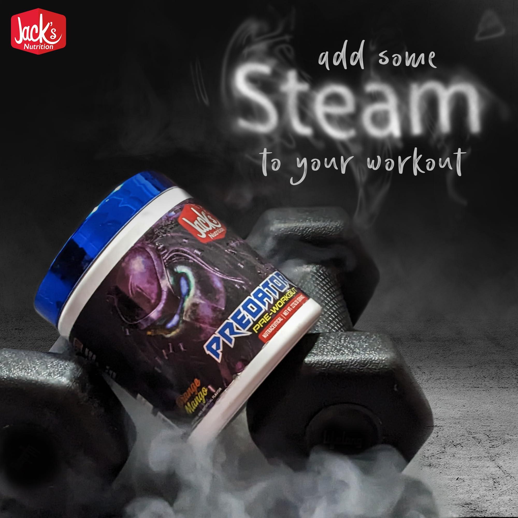 JACK\'S NUTRITION JACKS NUTRITION PREDATOR 30 Serv. Pre Workout, 4000 mg Beta Alanine & 1000 mg Creatine for Endurance, 1000mg L-Argenine for Pump, 200 mg Caffeine for Energy. (ORANGE MANGO)-UPC-656485852520