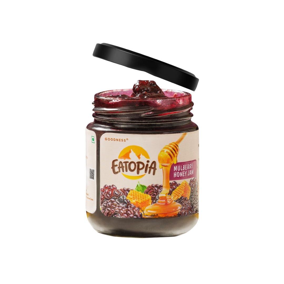 Eatopia Eatopia Mulberry Honey Jam | Sugar Free | 100% Pure & Natural | No Preservatives | No Added Colours & Flavours | 70% Mulberries & 30% Wild Honey | Healthy Good for Gut Health | Pack of 1-240g