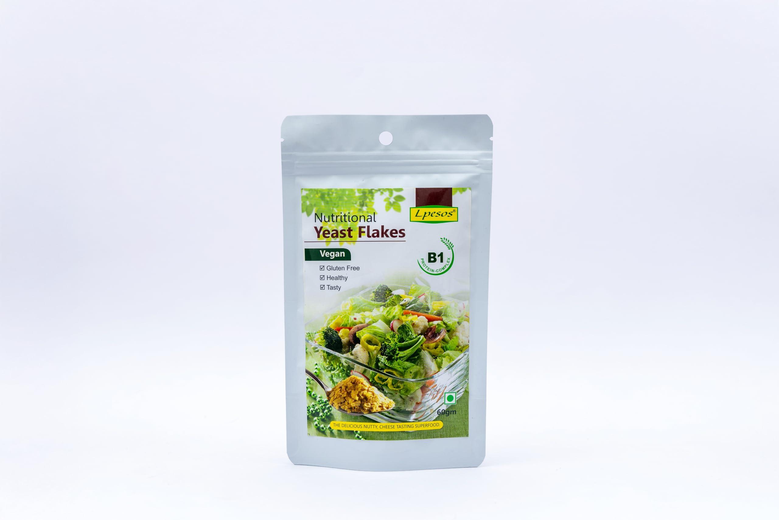 Generic Nutritional Yeast Flakes, 60g [Fortified with Vitamin B12, Gluten Free, Nutty and Cheesy Tasting Nooch] Each Pack of 2