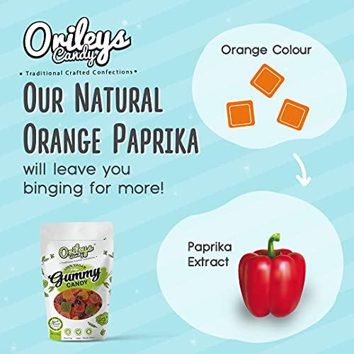 ORILEYS CANDY TRADITIONAL CRAFTED CONFECTIONS Orileys Vegan Gummy Candy - Yummy Fruit Flavour Cubes - 100% Natural Colours No Preservatives - 250g Pack
