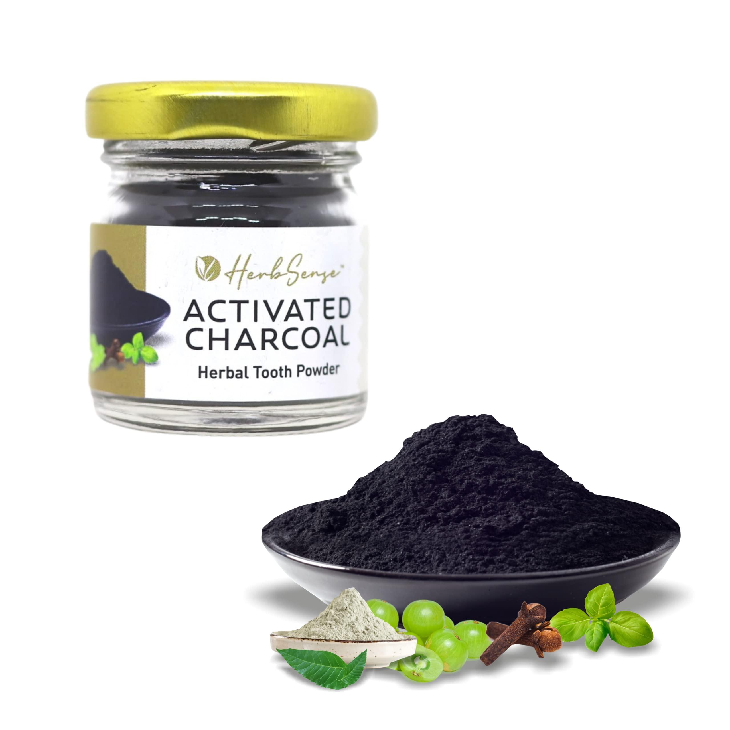 Herbsense Herbsense Plant Based Herbal Tooth Powder , For Healthy Gums & Complete Oral Care, May Help in Teeth Whitening, Enriched With Activated Charcoal & Herbs, Zero Added Preservatives & Chemicals, Zero Waste & Sustainable Products | 20gmx3 Pack of 3