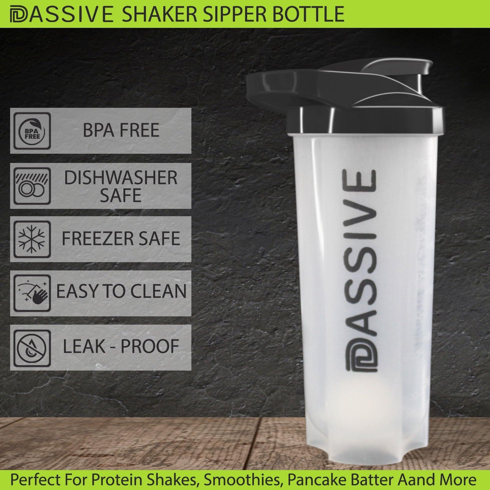 DASSIVE DASSIVE Blue Cap Blue Tumbler Gym Shaker Sipper Water Bottle 750ml Protein Shaker For Protein Preworkout BCAA Shake Leakproof Knob High Density Polyethylene BPA-Free