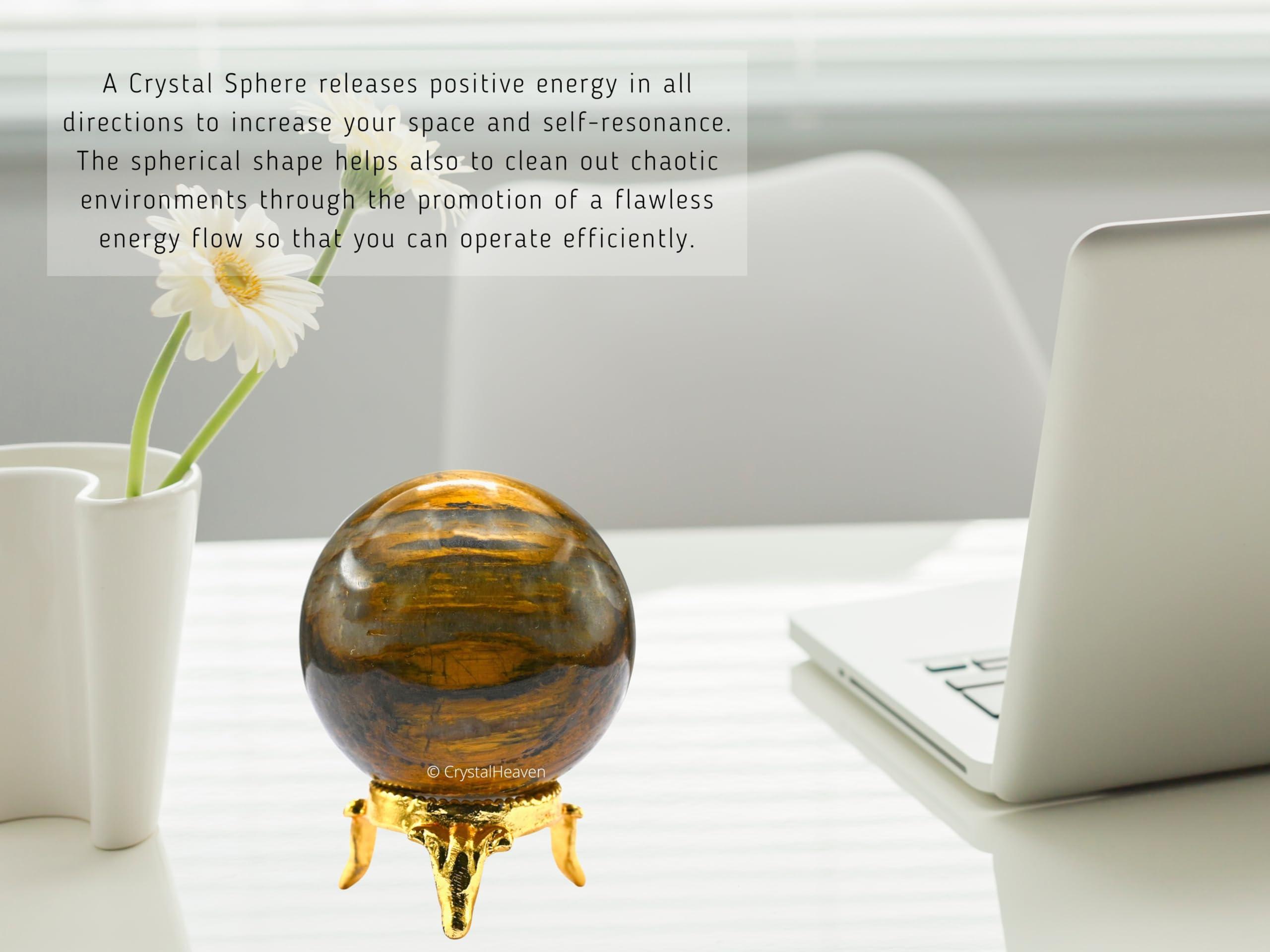 Crystal Heaven Certified Nellite Crystal Ball for Meditation - Premium Crystal Vastu Items for Home and Feng Shui Items for Good Luck - Ideal for Pooja Supplies and Spiritual Practices (2\" Inch)