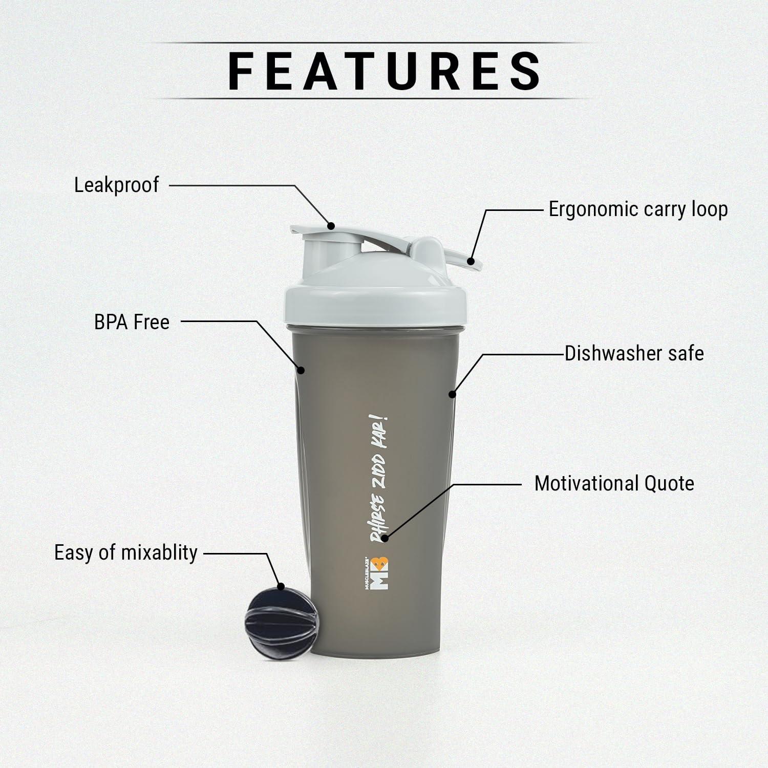MuscleBlaze MuscleBlaze Shaker (Transparent, 650ml) | Leakproof, BPA-Free Blender Bottle | Ideal for Whey Protein, Preworkout & BCAA Shakes