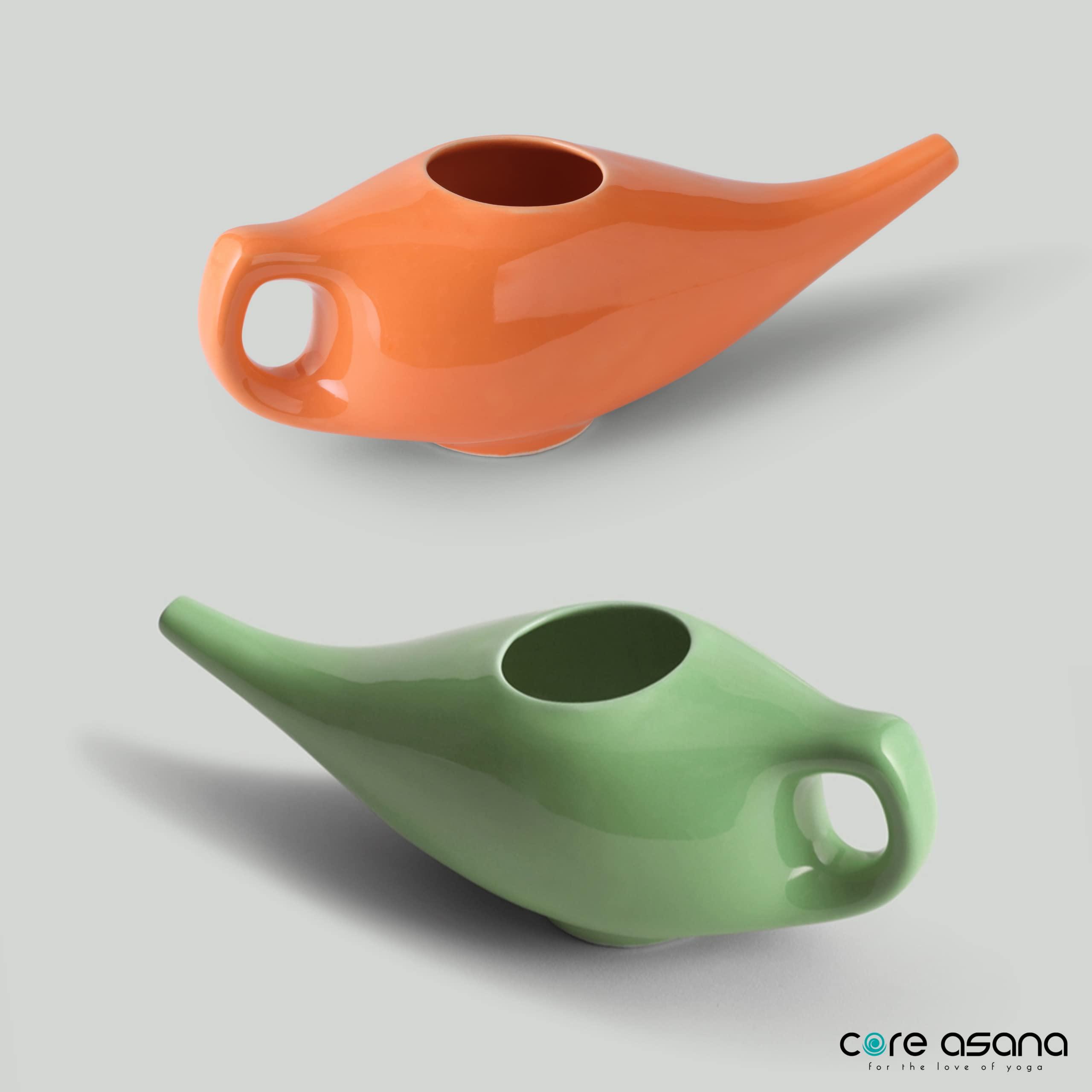 Core Asana Core Asana Ceramic Jal Neti Pot Non-Metallic and Lead Free Comfortable Grip Natural Treatment for Sinus Congestion, Yoga Neti Pot (Amber)