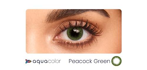 AQUALENS CONTACT LENSES Aquacolor Daily Disposable Colored Lenses with 0 Power - Peacock Green - (10 Lens/Box)